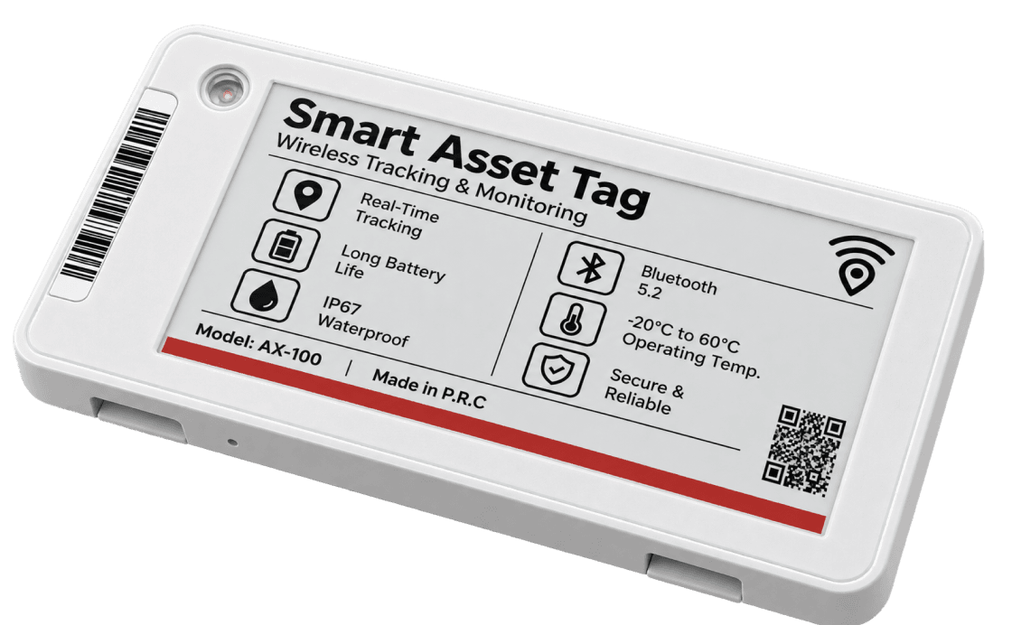 An Ithina C Series label showing a multi-page asset tag layout