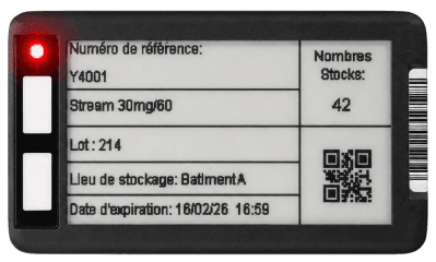 An Ithina IL-37 locate tag showing a reference and stock count