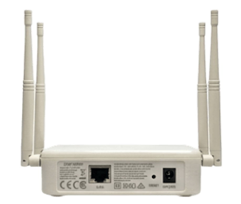 The back of the Ithina IGI-1 gateway, showing its ports