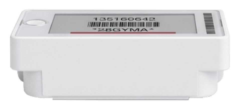 An Ithina P Series label seen head-on from below the screen