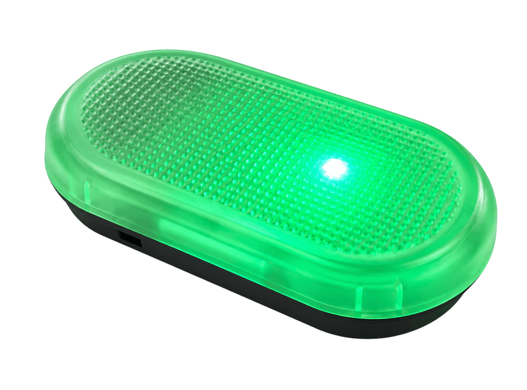 An Ithina T Series package tag lit green