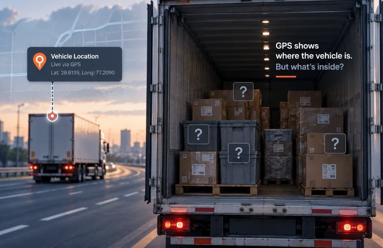 A fleet map beside a loaded van, the cargo inside unaccounted for