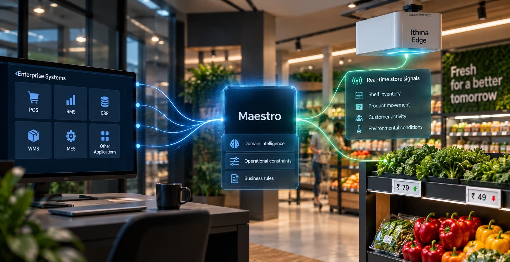 Store systems connected into one Maestro hub