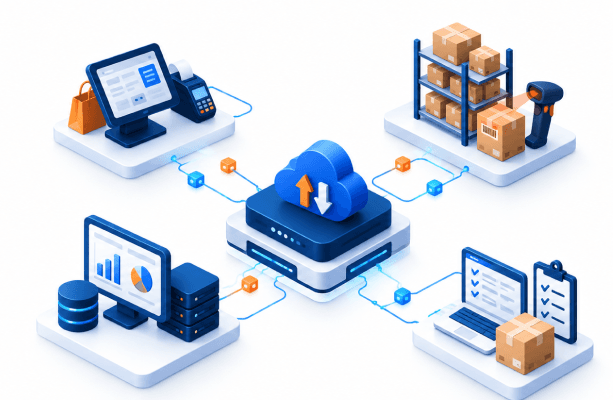 Point of sale, racking, reporting and picking systems wired into one cloud hub