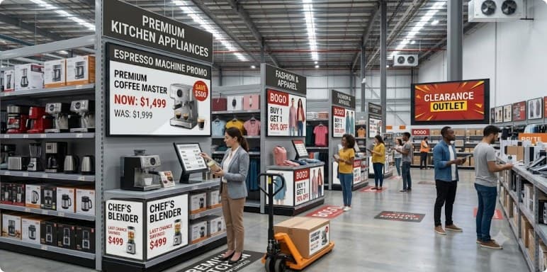 Promotional end-cap display in a large-format store