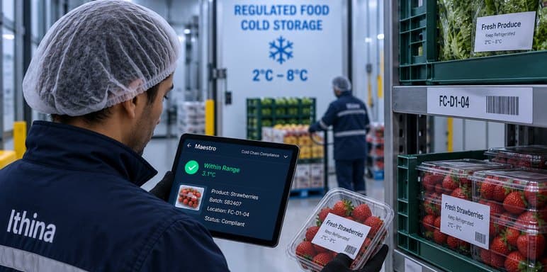 Fresh produce verified as compliant in a regulated food cold store