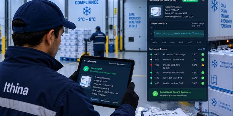 Complete cold-chain movement log with every event tracked and verified