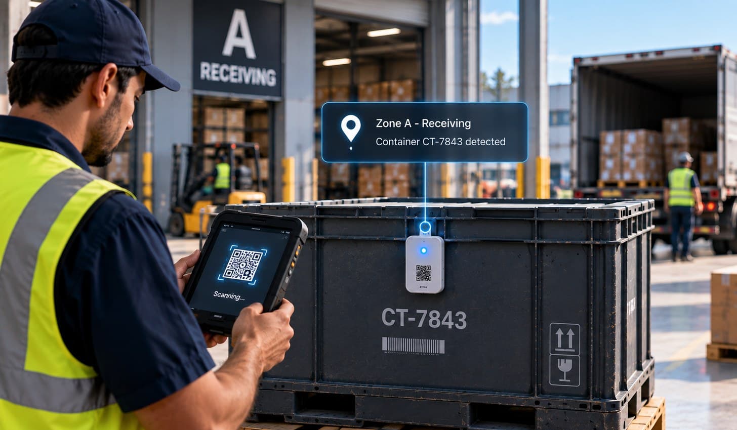 Tagged container tracked zone by zone across the yard and dock