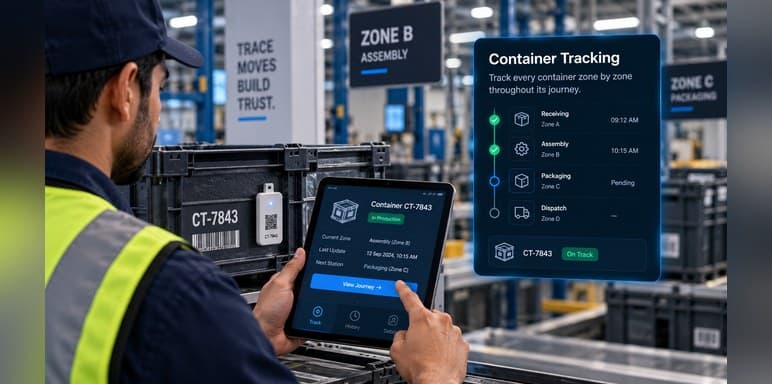 Container tracking timeline following CT-7843 zone by zone