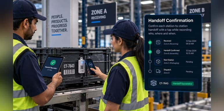 Handoff confirmation recording the handler, zone and time