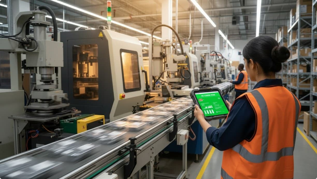Operator releasing the line on a tablet as production restarts