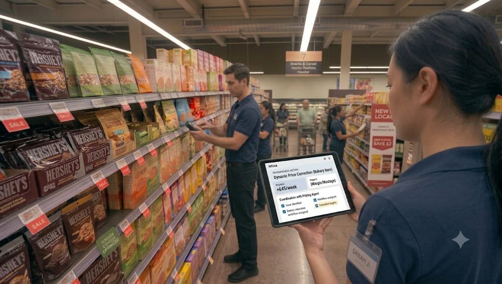 Associate working through the aisle with the priority list open